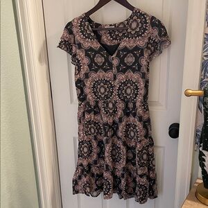 Maurices Black and Pink Paisley Mini Dress